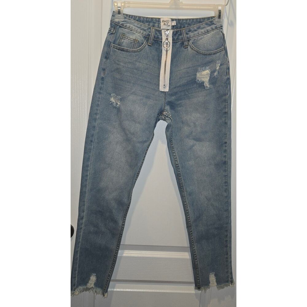 Princess Polly raw hem jeans US sz 2 distressed skinny